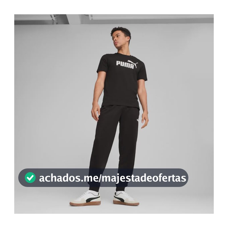 Camiseta Masculina Ess Logo Tee  Puma Puma Black Liso Gg