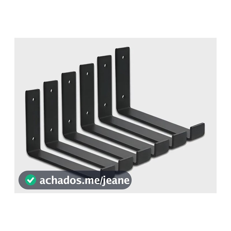 Kit 6 Mão Francesa Invertida Monte Alegre Decor 30cm Ferro Preto