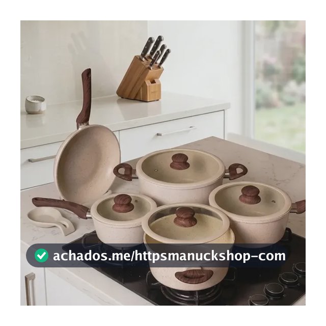 Kit Panelas Messina 5 Peças Gás Elétrico Indução Cerâmica Creme