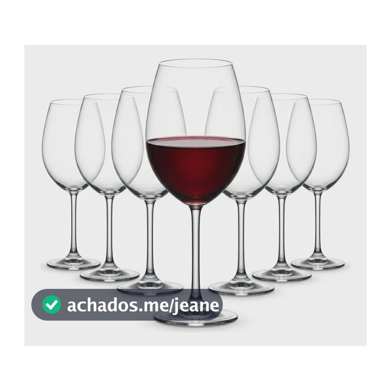 Jogo 6 Taças De Cristal Vinho 615ml Premium Transparente