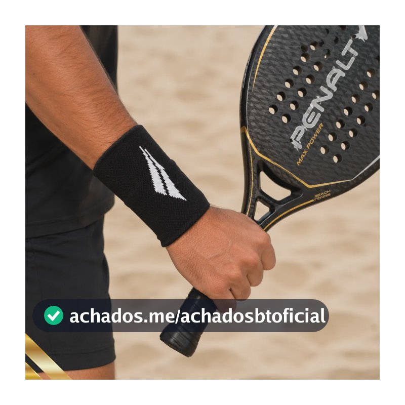 1 Par Munhequeira Seca Suor Tênis Beach Tennis Atoalhada Preto Único