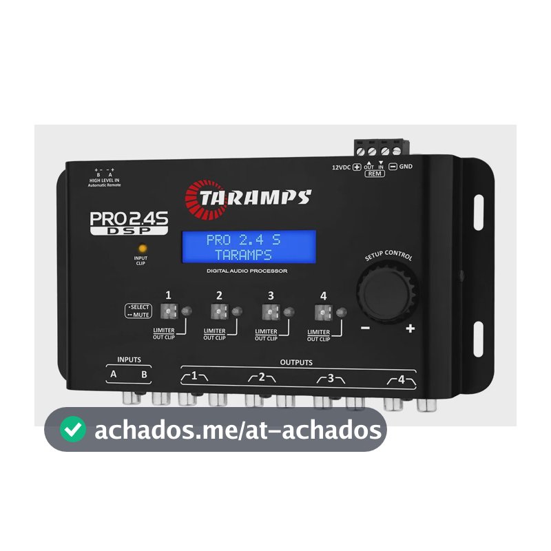 Processador de Áudio Digital Taramps Pro 2.4S para Som Automotivo com Crossover e Equalizador 15 Bandas