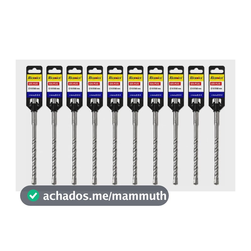 Kit 10 Brocas 8 Furadeira Impacto Concreto Sds-plus 160mm