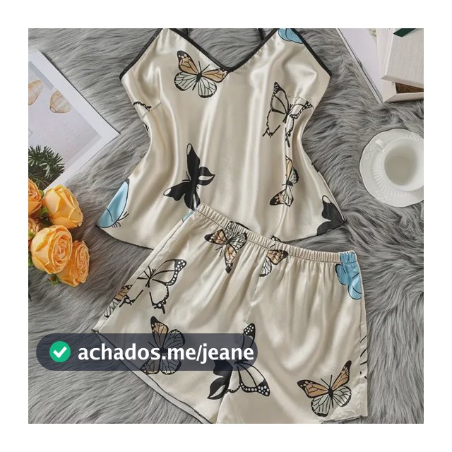 Pijama Feminino Em Cetim Com Regata E Short Multicolored Liso M