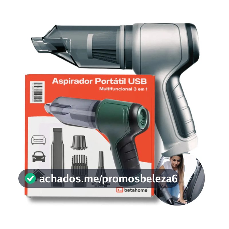 Mini Aspirador de Pó Betahome Portátil 120W USB Soprador Sem Fio 6000Pa Compacto