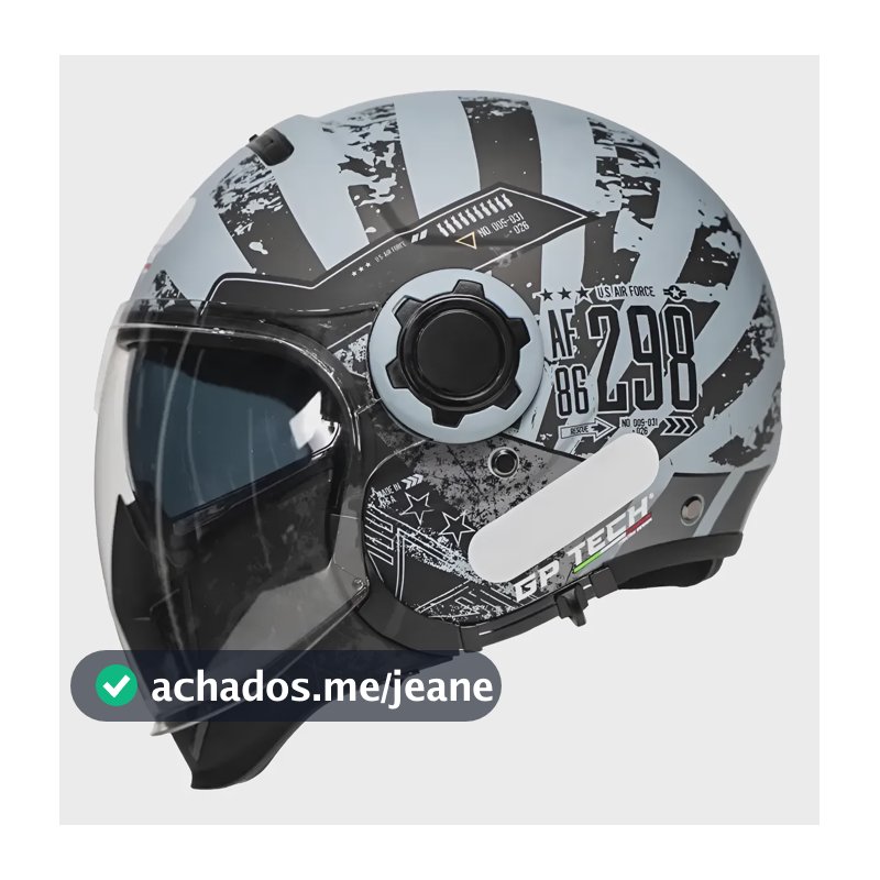 Capacete Gp Tech Zoom Airforce Queixo Removível Duplaviseira Azul Fosco 61/62