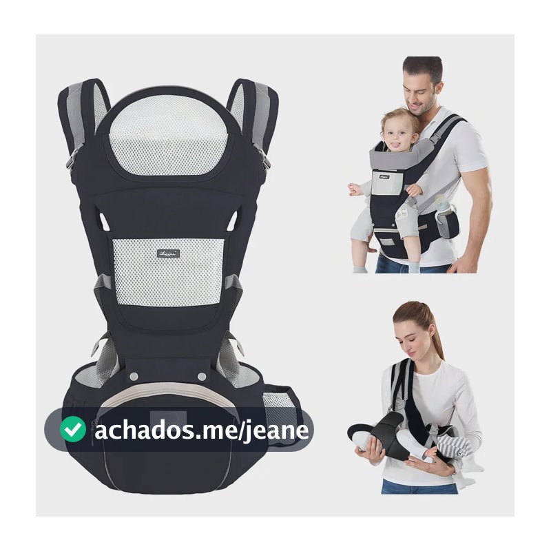 Bolsa Canguru Ergonômico Bebê 3 Em 1 Hygge Moments Cor Preto