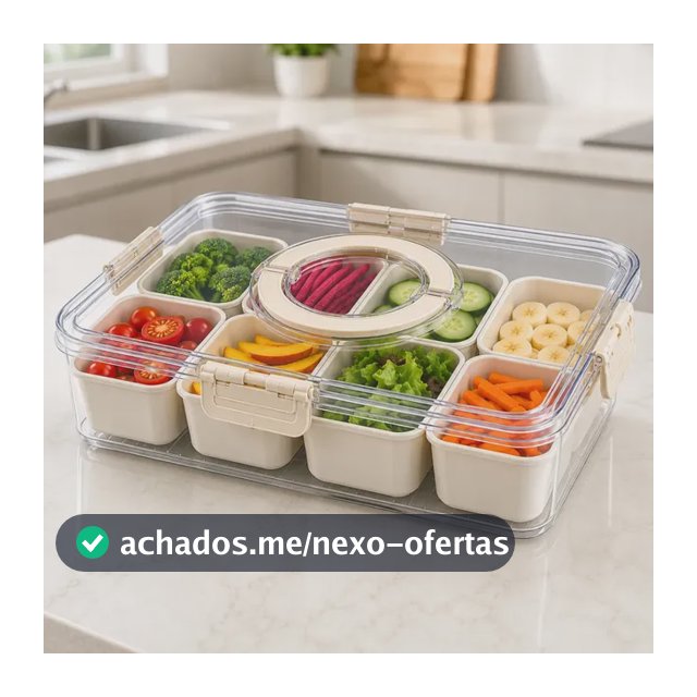 Pote Hermético Organizador Geladeira 8 Divisórias Acrílico Bege