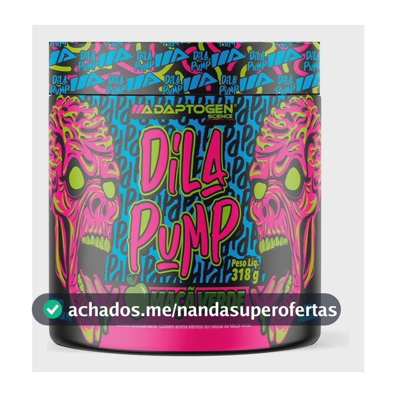 Suplemento Em Pó Dila Pump Pre Treino Sem Cafeína Adaptogen Science Pote De 318g Sabor Maçã verde