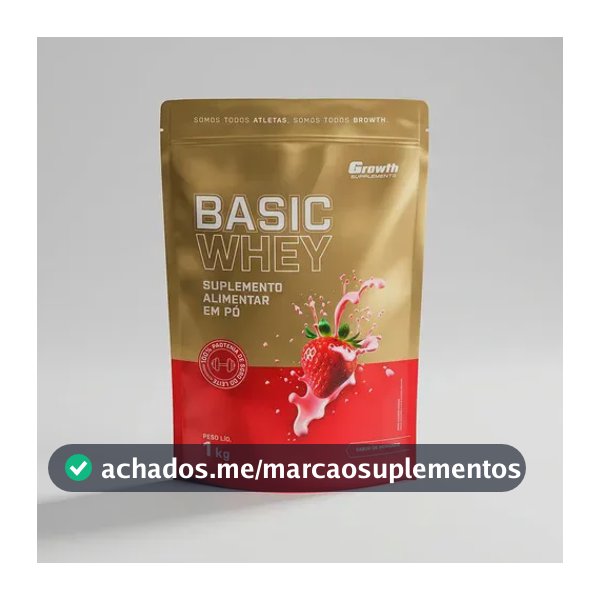 Proteína Growth Supplements Basic Whey Pro em pó sabor Morango x 1kg