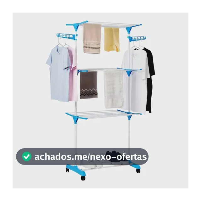 Varal Chão 3 Andares Bandejas Cabideiro Globalmix