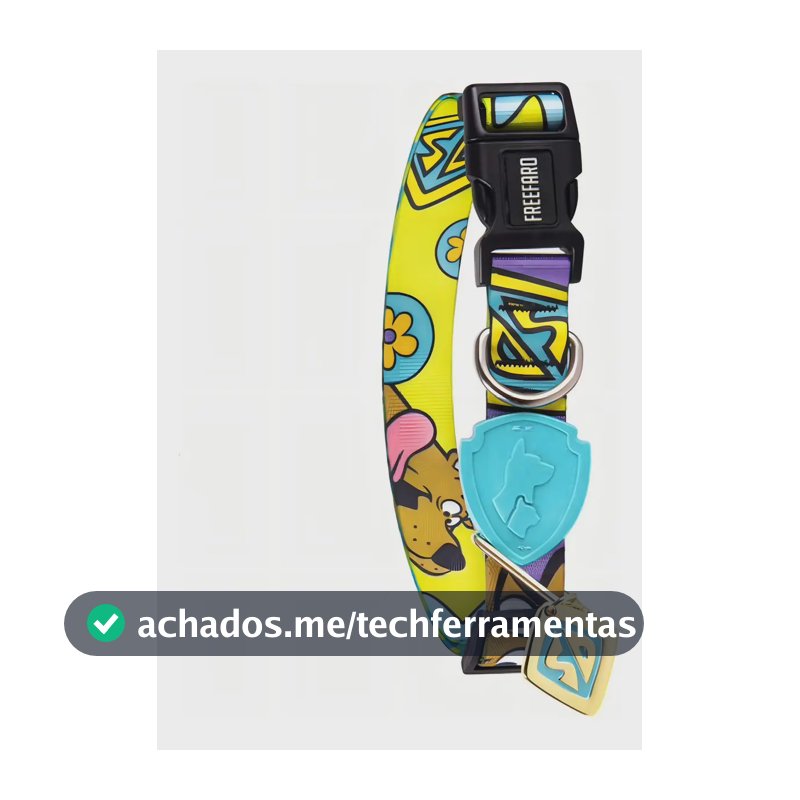 Coleira Ajustável Freefaro Scooby-Doo Amarela para Cachorros Tamanho M
