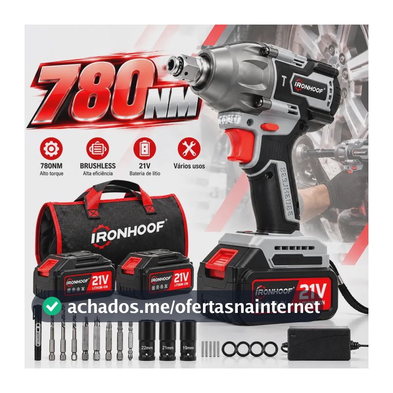 Chave De Impacto Brushless Parafusadeira Profissional Com 2 Baterias Bivolt