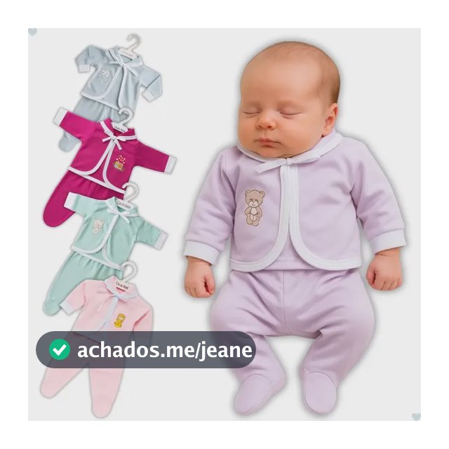 Kit Pagão Bebê 3 Pcs Conjunto Rn Manga Longa Bordado Unissex