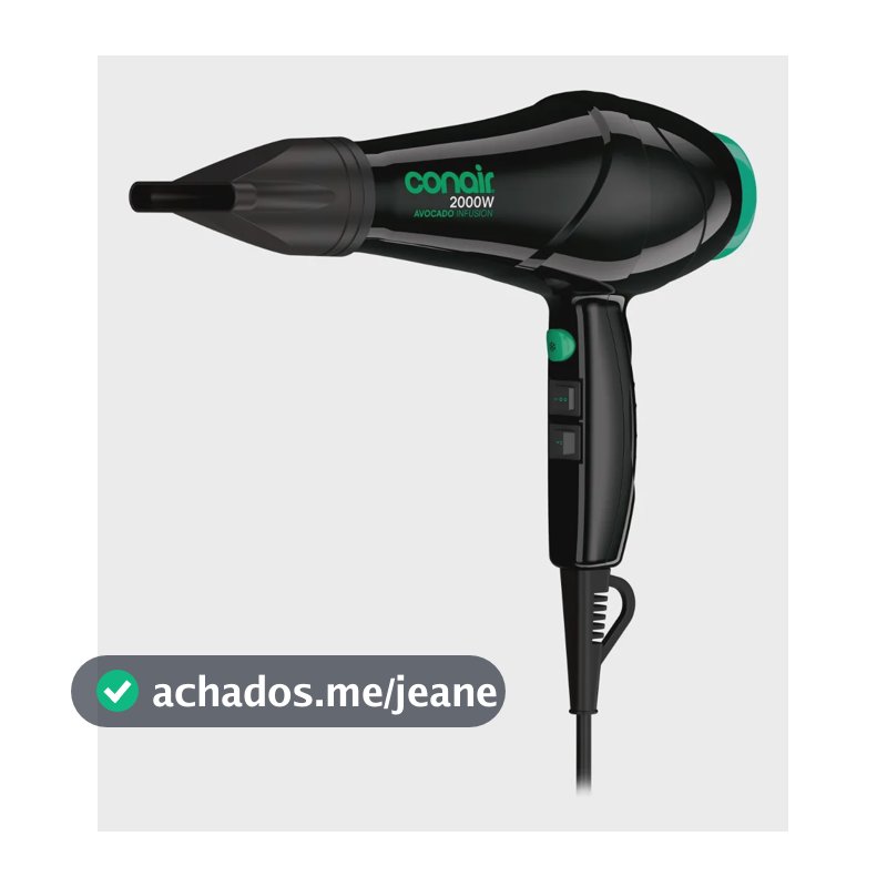 Secador De Cabelo Conair Avocado Infusion 2000w Preto-verde 127v