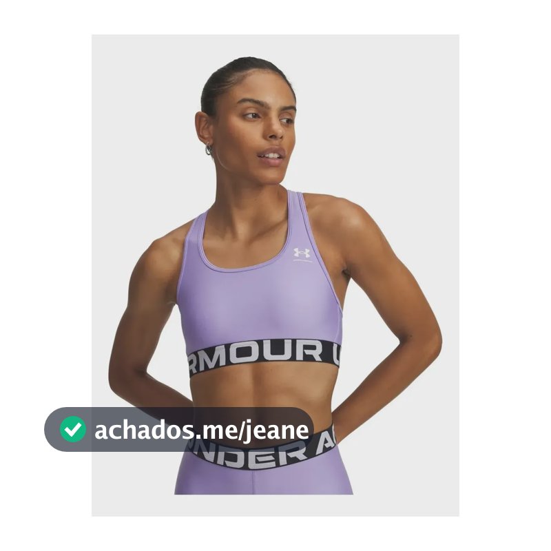Top Feminino Heatgear Authentics Mid Under Armour Lilás Liso Logo