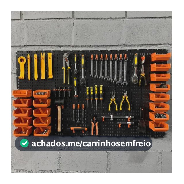 Painel Ferramentas Organizador Perfurado 118x52 + Brindes Preto Com Laranja