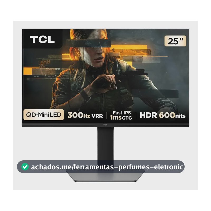 Monitor Gamer Tcl 25g64 25  Qd-mini Led 300hz Preto Preto