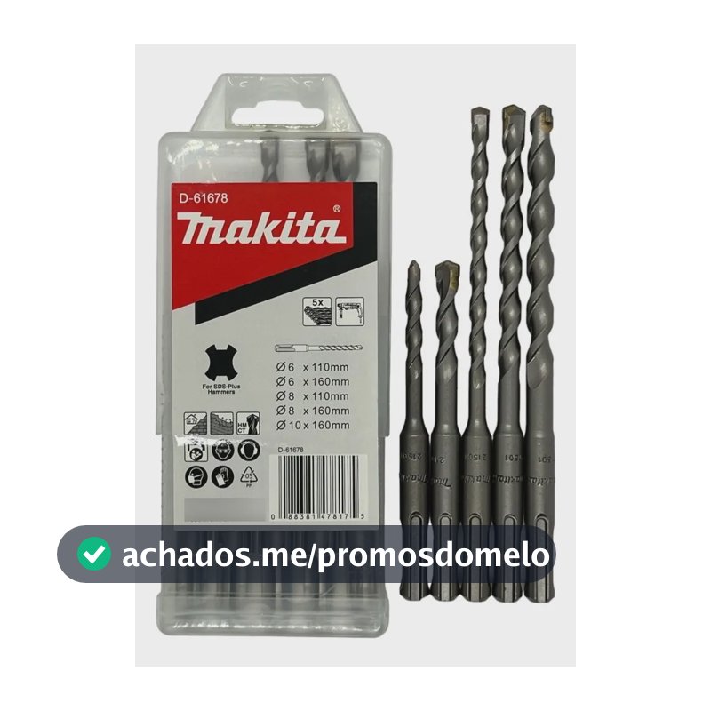 Jogo Broca 5 Peça Martelete Sds Plus 6 8 10mm D-61678 Makita