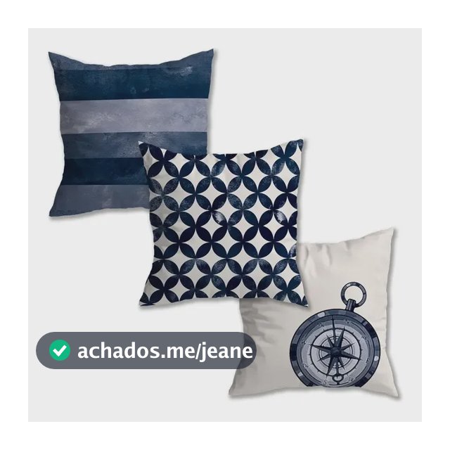 Kit 3 Capas De Almofada Veludo Nautica Azul Peixe + Coral
