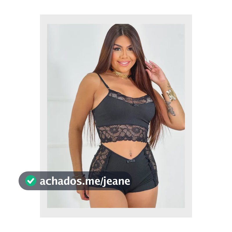 Babydoll Suede Canelado Adulto Renda Pijama Feminino Curto Preto Liso Gg