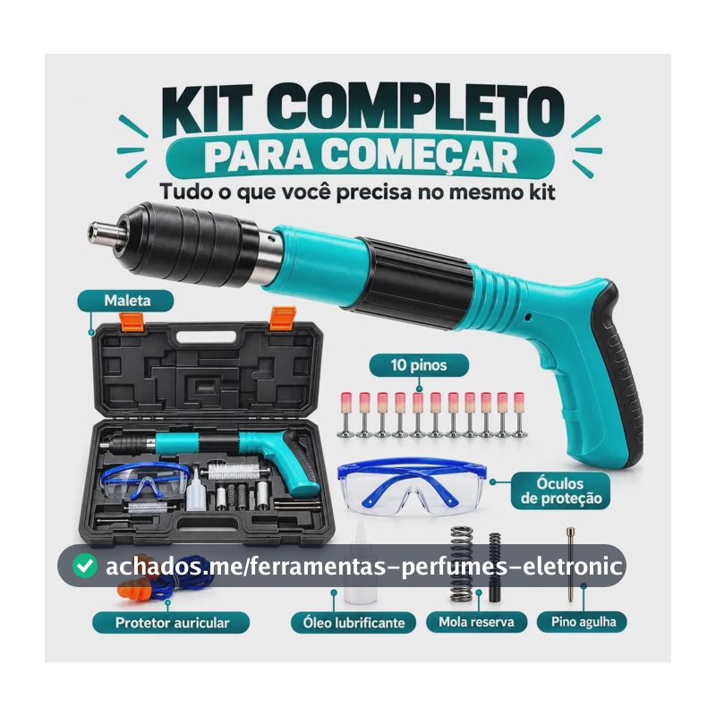 Pistola Fixação Finca Pino Ação Direta 10 Pregos Epis Maleta Pinador Pregador Grampeador Rebitador De Prego Pressão Manual Ferramenta Para Drywal Gesso Concreto Aço Parede + 10 Pinos acessórios