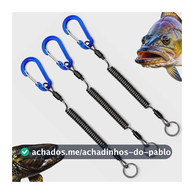 Kit 3 Cordões Salva Vara Espiral Em Aço  Mosquetão Alumínio