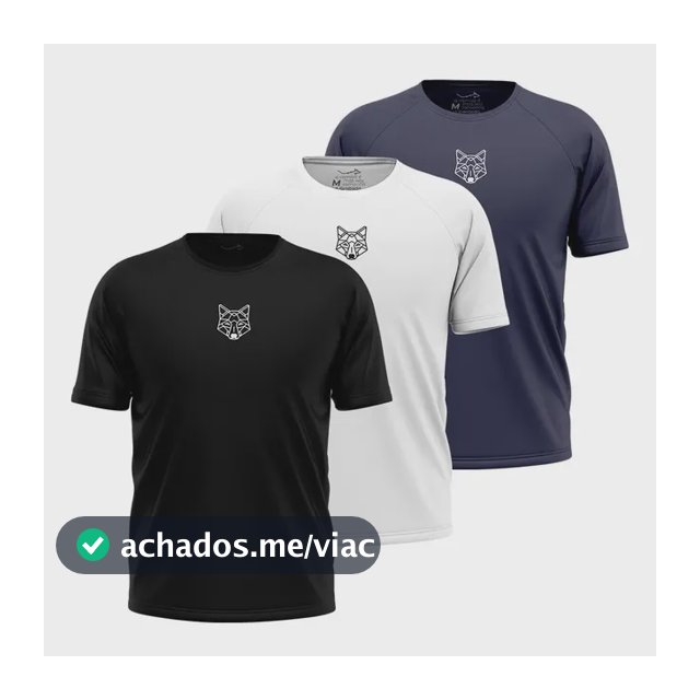 Kit 3 Camisetas Masculina Dry Alpha Lobo Geométrico