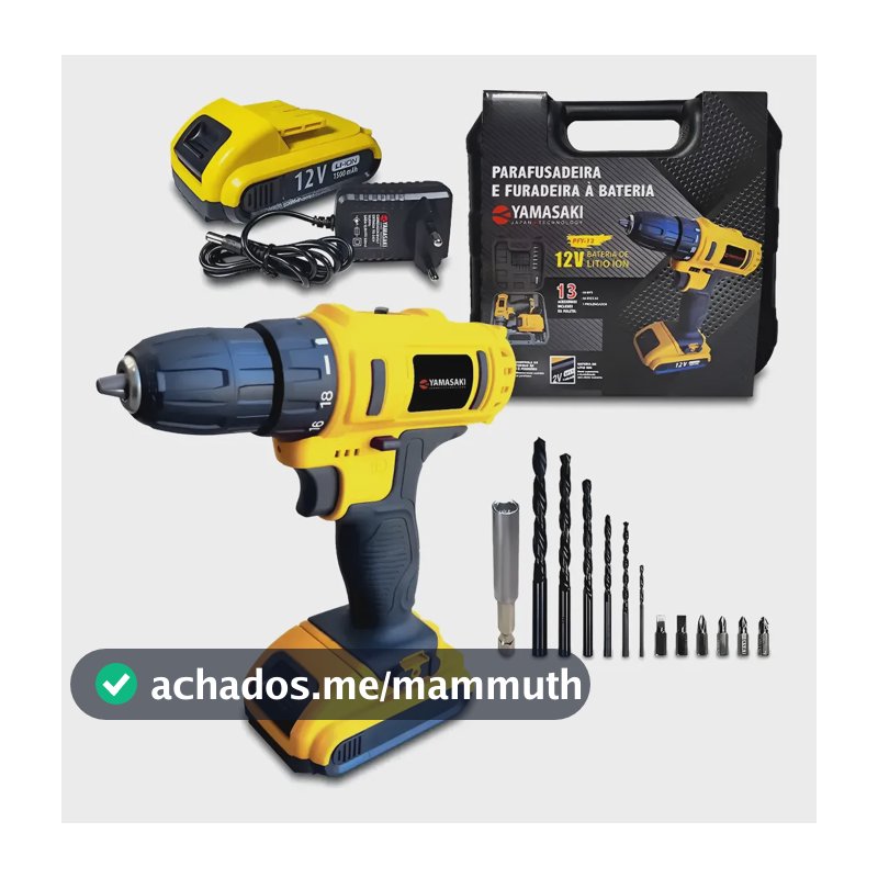 Parafusadeira Furadeira Bateria 12v Bivolt Pfy-12 Yamasaki Amarelo 127/220v