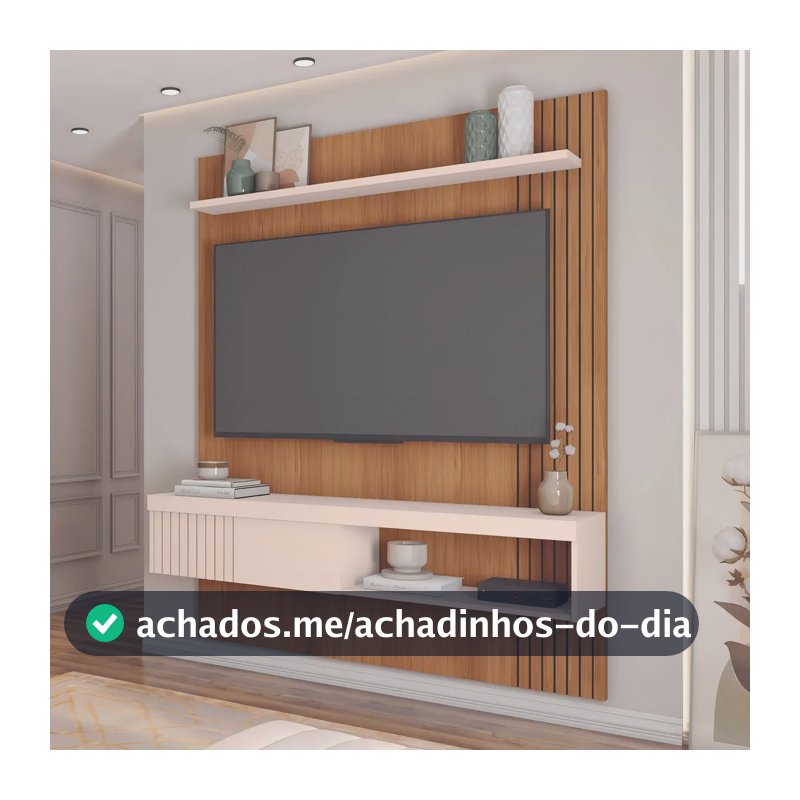 Painel Para Tv Ate 55 Esmeralda Caemmun 1,50 Cor Freijó/off White