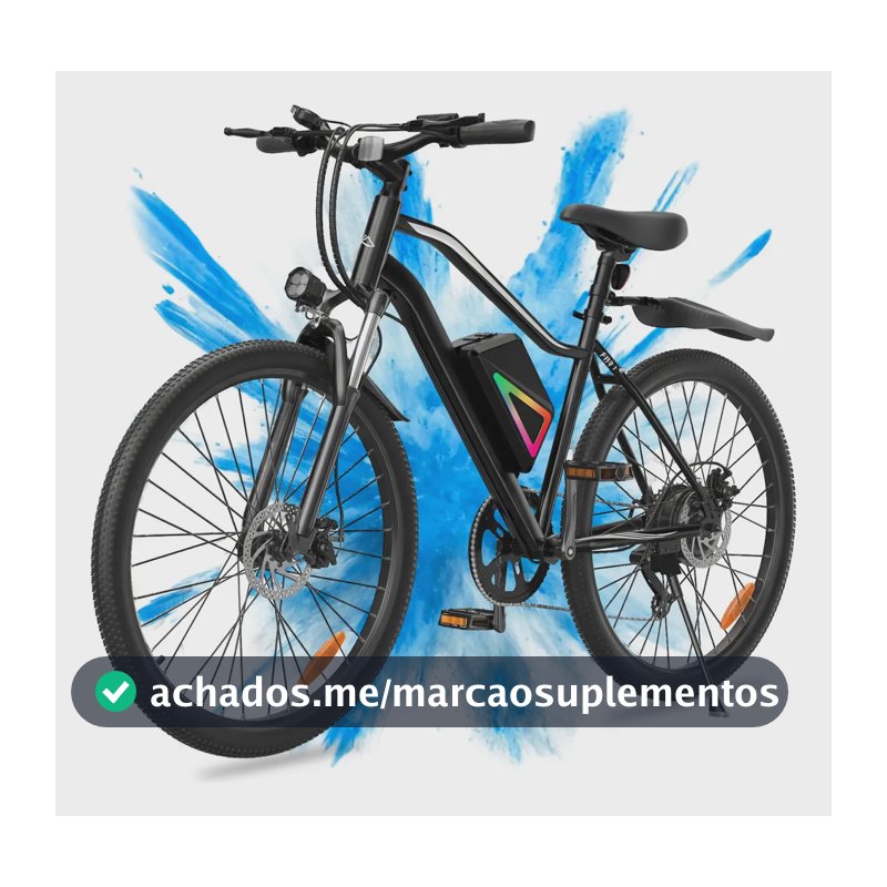 Bicicleta Elétrica Xroymexroy EB3 26" 750W 40km Autonomia com Bateria 36V, Suspensão Dianteira, 7 Marchas e APP Voltix