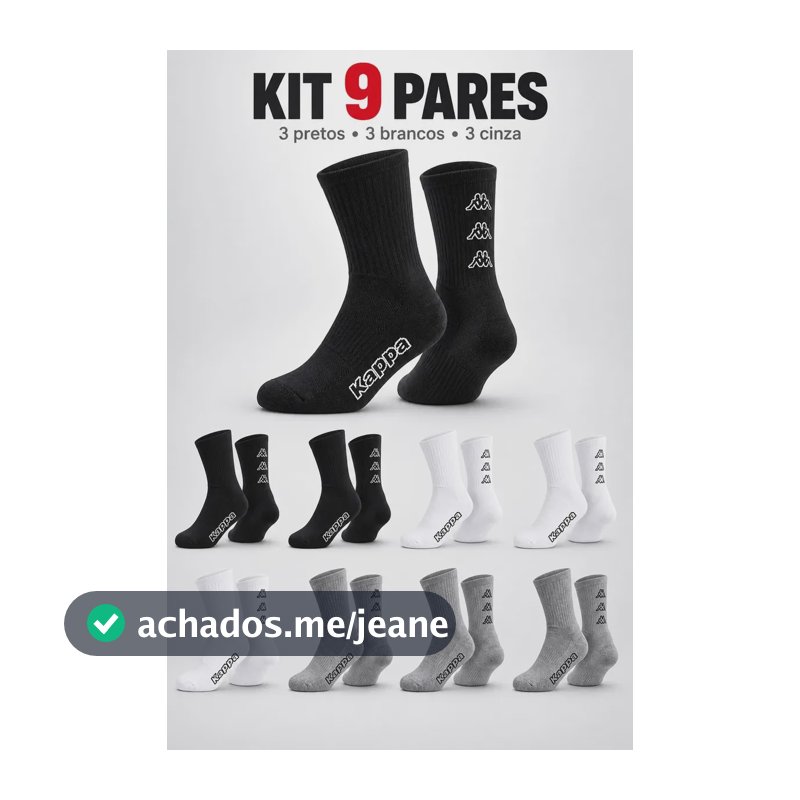 Kit 9 Pares Meias Kappa Algodão Cano Médio Conforto Original Sortidas 38-43