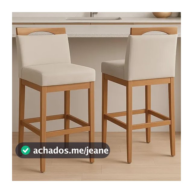 2 Banqueta Alta Para Balcão Com Encosto Madeira Estofada