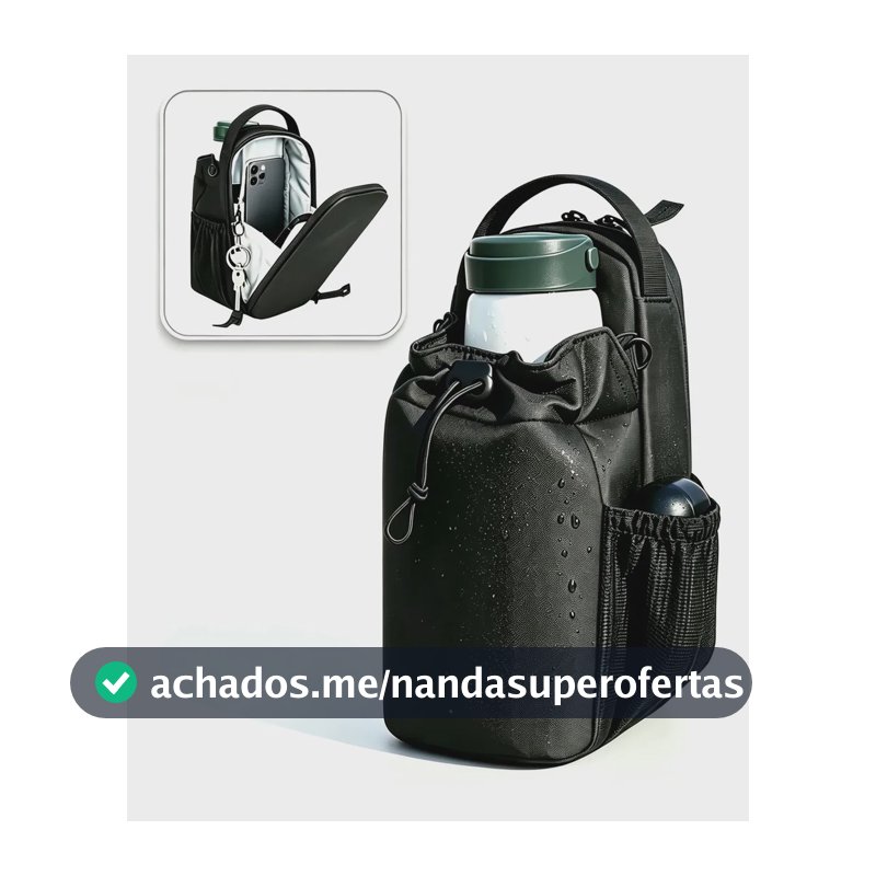 Bolsa Magnética Imã Porta Garrafinha Celular Para Academia Cor Preto Lisa