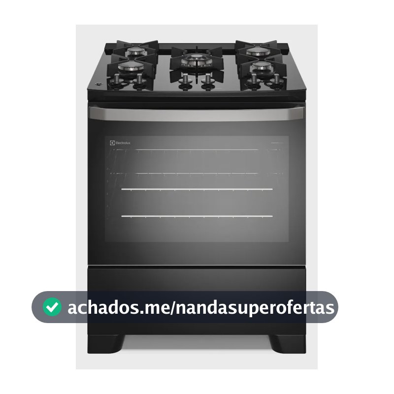 Fogão 5 Bocas Electrolux Preto Efficient Mesa de Vidro PerfectCook e Grades de Ferro (FE5GB) Bivolt
