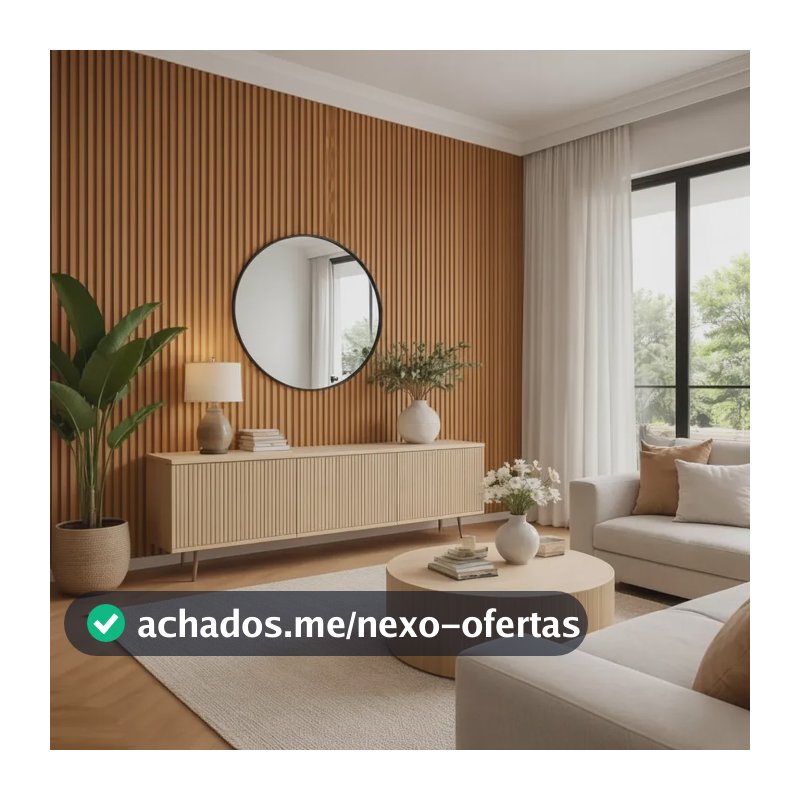 Kit 50 Placas Ripada Autocolante Decoração Parede 45x10cm Ripado Freijo
