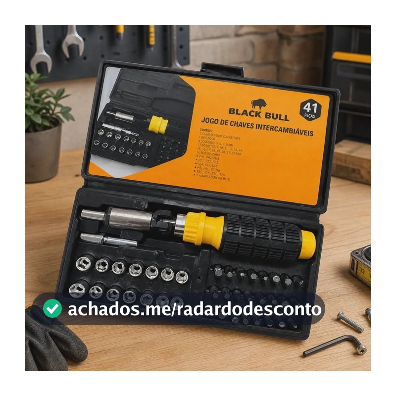 Jogo De Chaves Intercambiaveis 41 Pecas Preto E Amarelo