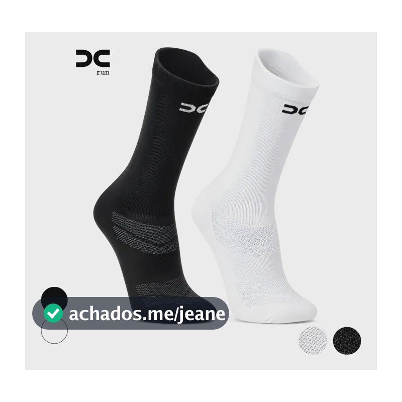 Kit 2 Par Meia Esporte Fitness Corrida Ciclismo Academia Gym Branco/preto 34 Ao 39