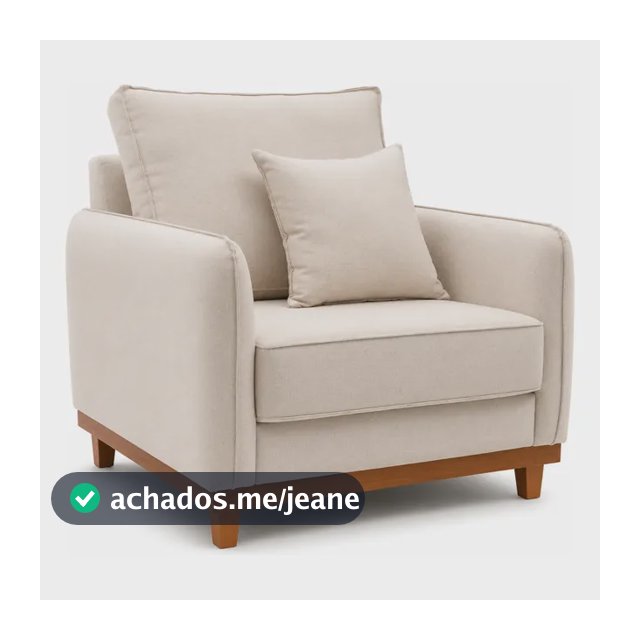 Poltrona Sena Linho Compacta Confortável Design Moderna Palha Liso