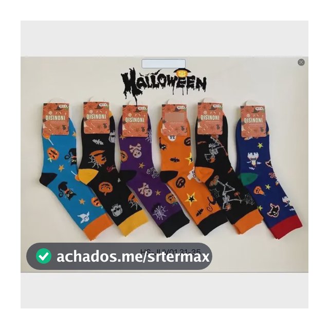 Kit Meias Halloween Adulto Ou Juvenil Modelos Aleatorios Diversas Estampas Juvenil 31-35 3 Pares