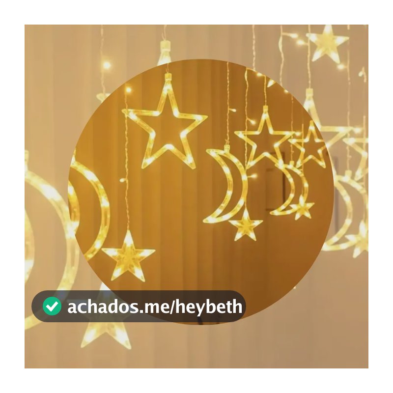 Pisca Pisca Led Cascata Lua Estrela Decoração Natal Externa Branco Quente 110v