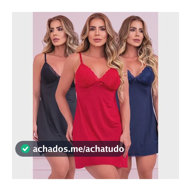Kit 3 Camisolas Femininas Renda Sem Bojo Laço Cetim Pijama