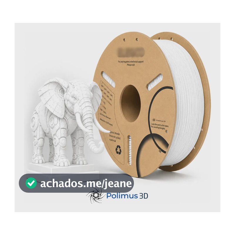 Filamento De Impressora 3D Elegoo PLA Cor BRANCO 1.75mm 1kg Brilho Premium Para Imprimir Peças 3D Impressão 3D Modelagem Miniaturas Enfeites e Projetos Polimus 3D
