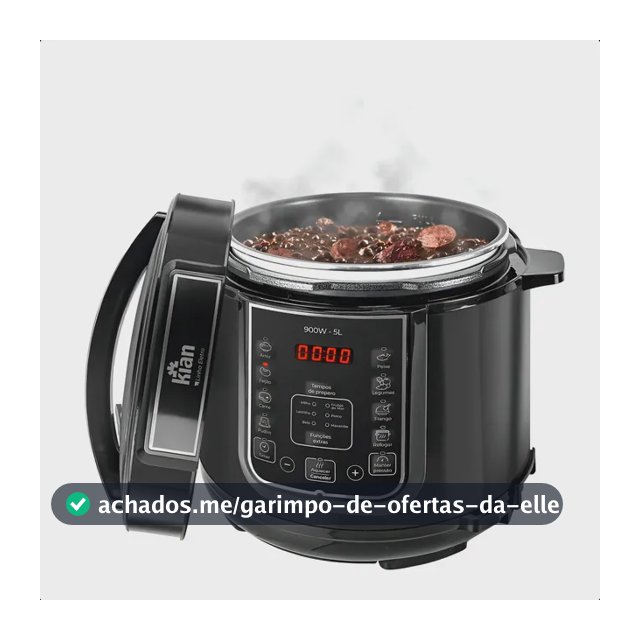 Panela De Pressão Elétrica 5 Litros Aço Inox Preto Multifuncional Kian Ppe 101