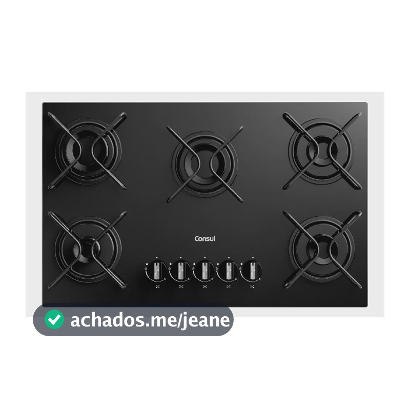 Cooktop 5 Bocas A Gás Consul Mesa De Vidro Preto Bivolt Preto 127/220v