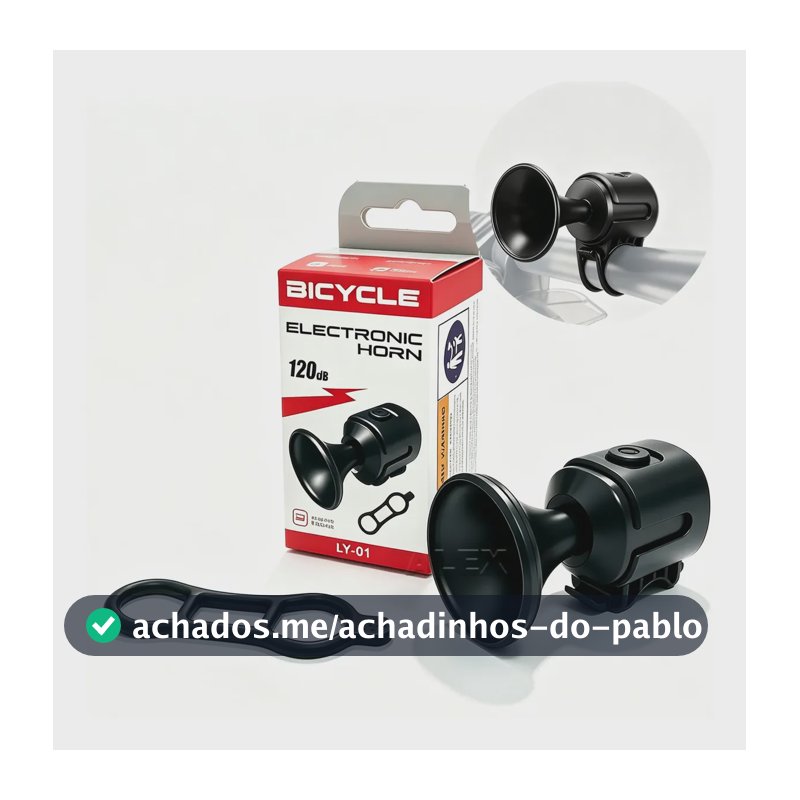 120db Buzina Bike Eletronica Premium Mini Corneta Preta