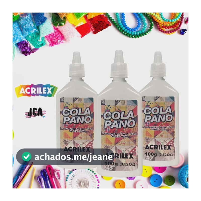 Kit 3 Cola Pano P/ Tecidos De Algodao Branca - 100g Acrilex Branco