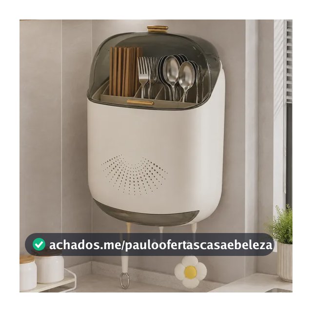 Porta Talheres De Parede Com Tampa Organizador Cozinha Sem F Branco