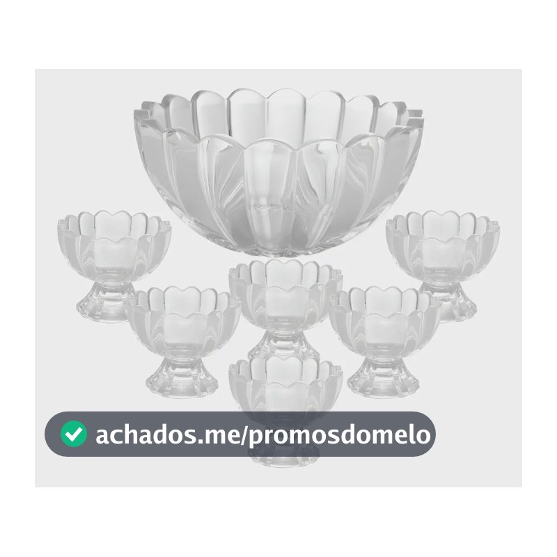 7 Peças Bowl Com 6 Taças Wolff De Vidro Para Sobremesa