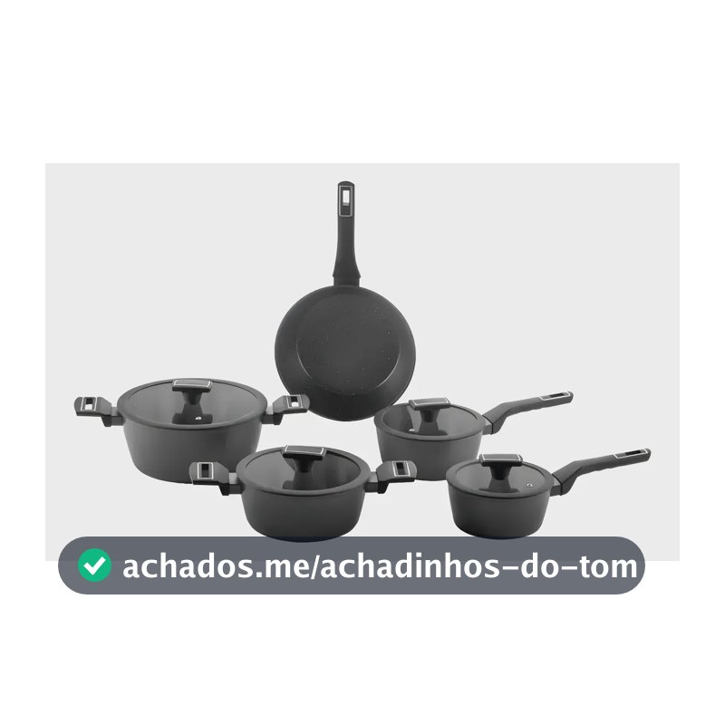 Jogo De Panelas Brinox Cerâmico 5 Pçs Carbon Ceramic Indução Cor Preto